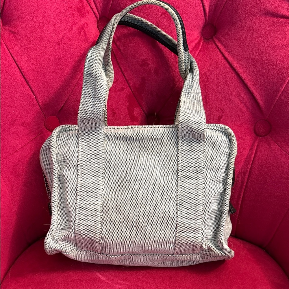 Prada Grey Mini Canvas Tote with Black Trim - Picture 2 of 13